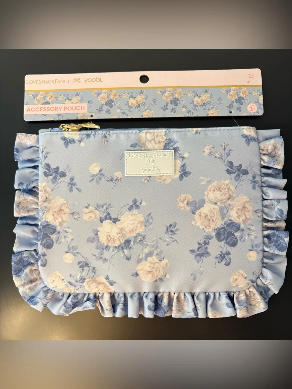 NWT LoveShackFancy x Target - Yoobi Everblooming Rosettes Ruffle Accessory Pouch